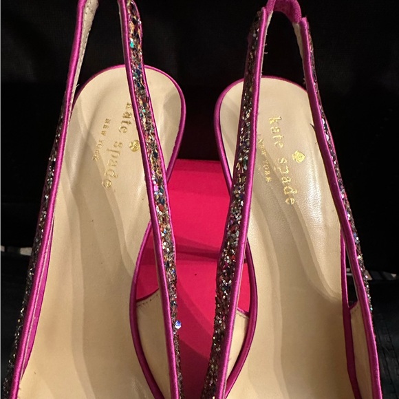 KATE SPADE GLITZY MULTI GLITTER FUCHSIA PLATFORM HEELS | NIB | AUTHENTIC RARE - Picture 4 of 7